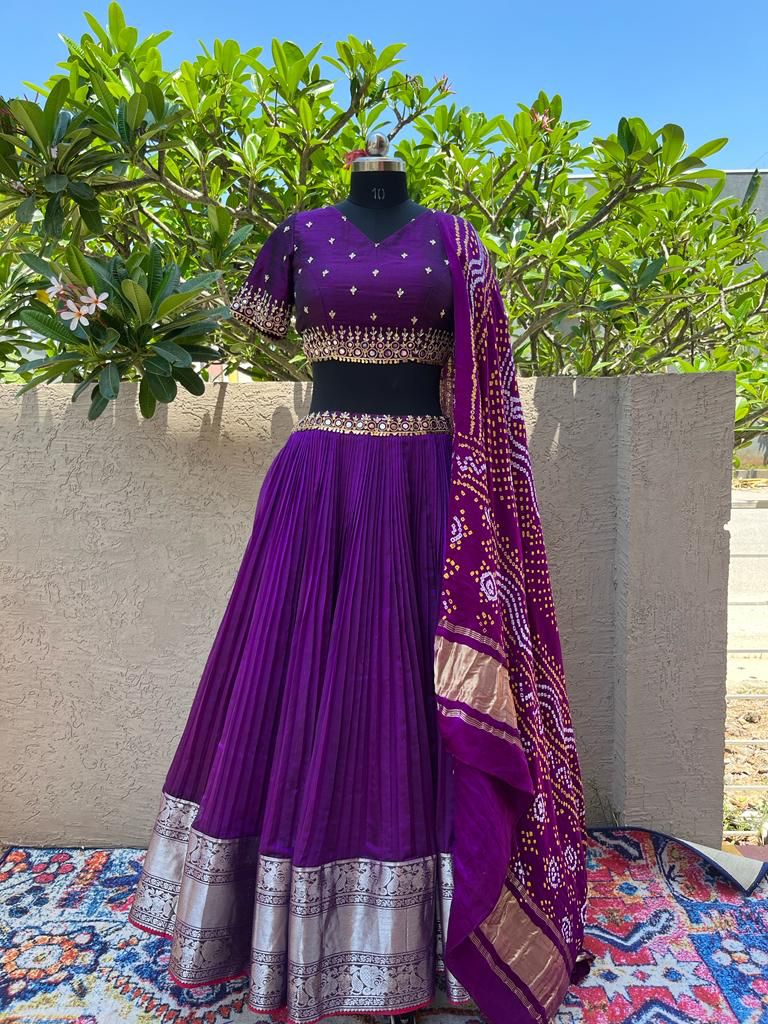 Purple Mangalgiri Silk Lehenga