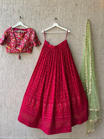 Pink Chikankari Lehenga