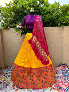 Yellow & Purple Paithani Silk Lehenga