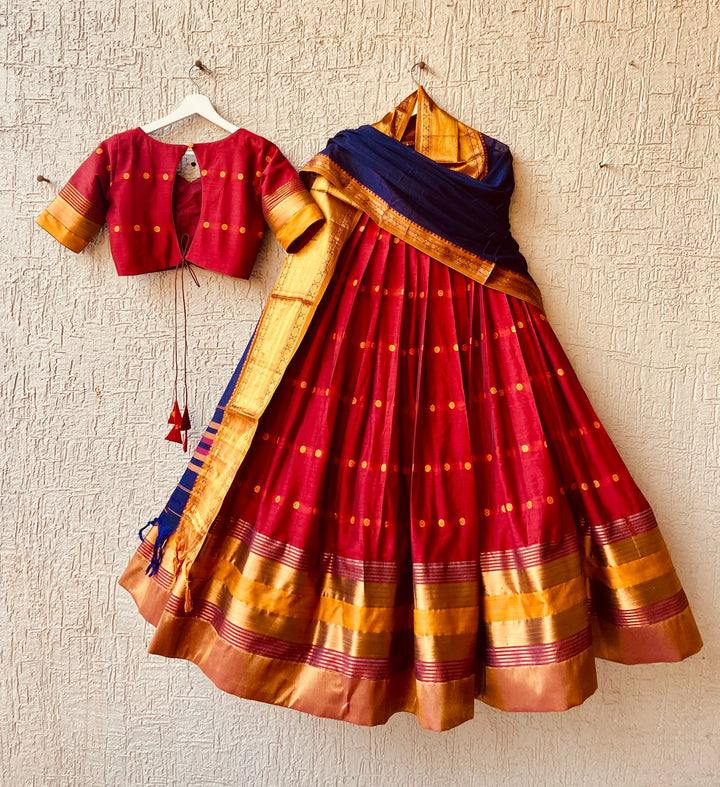 Red Naranaypet Silk Lehenga