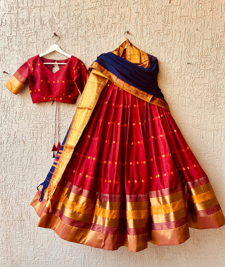 Red Naranaypet Silk Lehenga