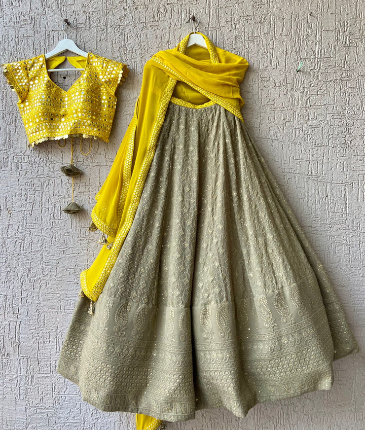 Yellow Chikankari Lehenga