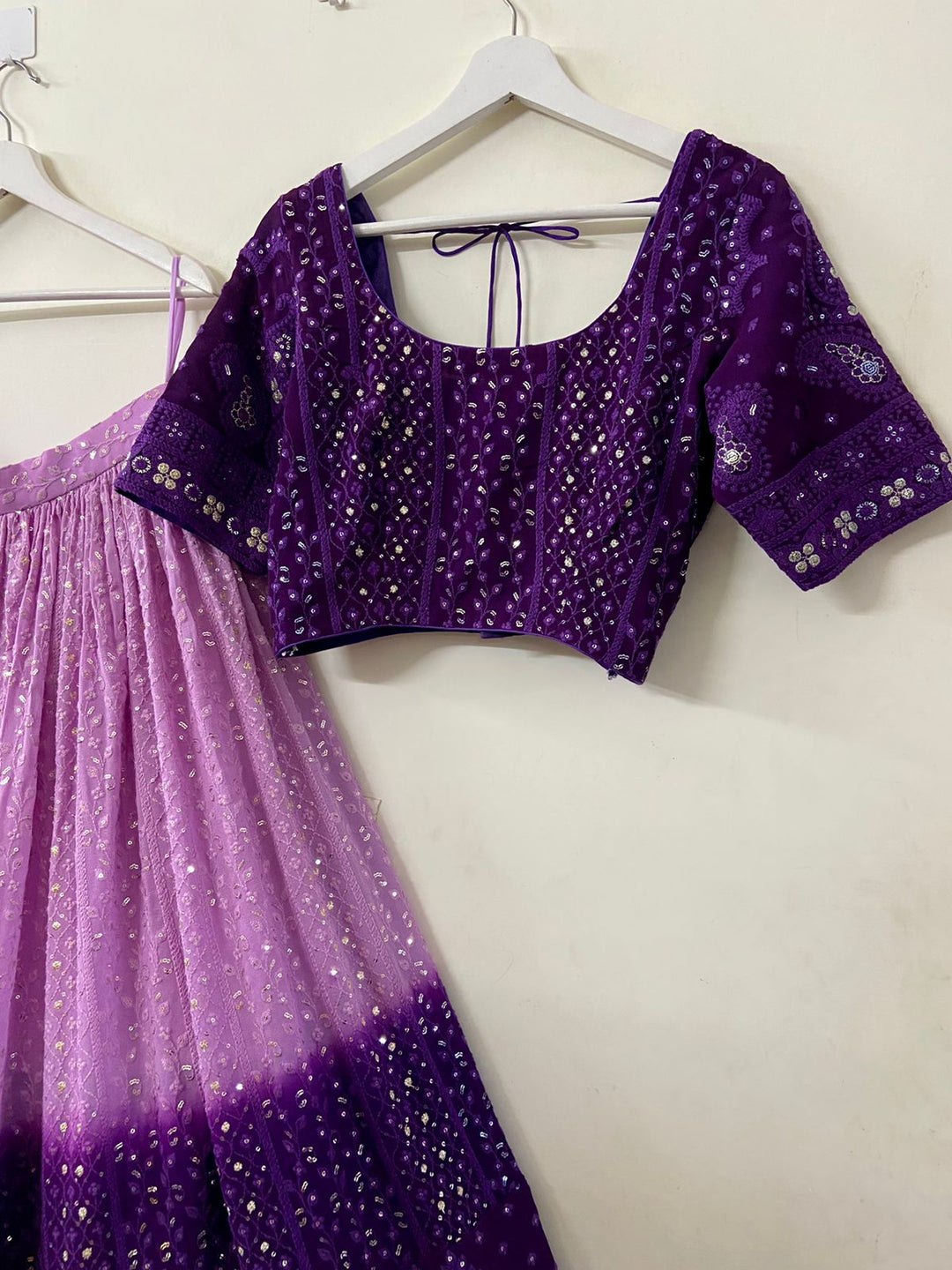 Lavendar Chikankari Lehenga