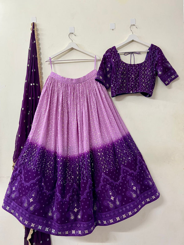 Lavendar Chikankari Lehenga