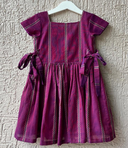 Purple Cotton Striped Dress