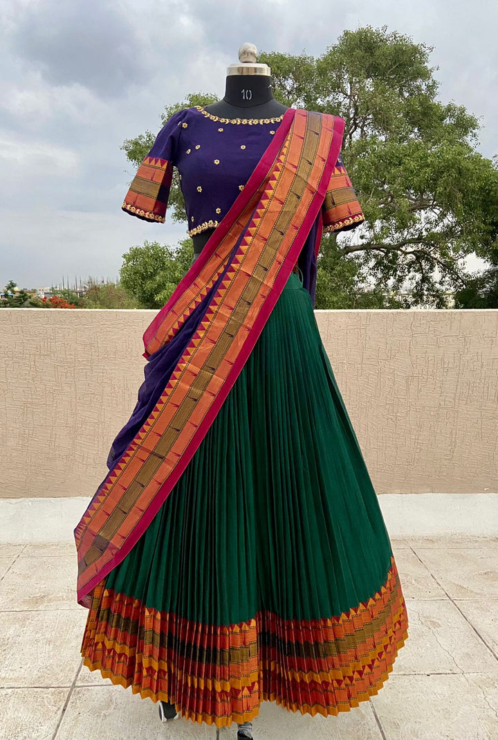 Purple & Green Narayanpet Lehenga