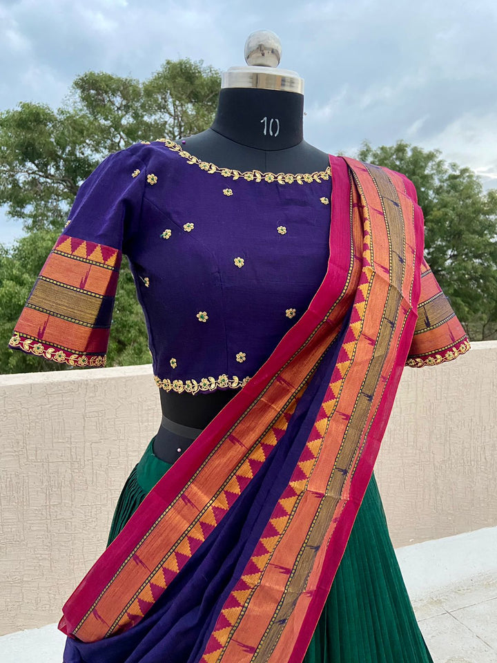 Purple & Green Narayanpet Lehenga