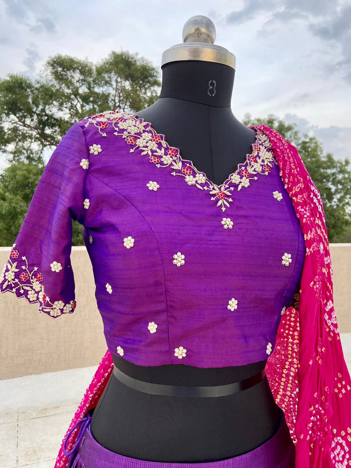 Purple Pure Mangalgiri Silk Lehenga