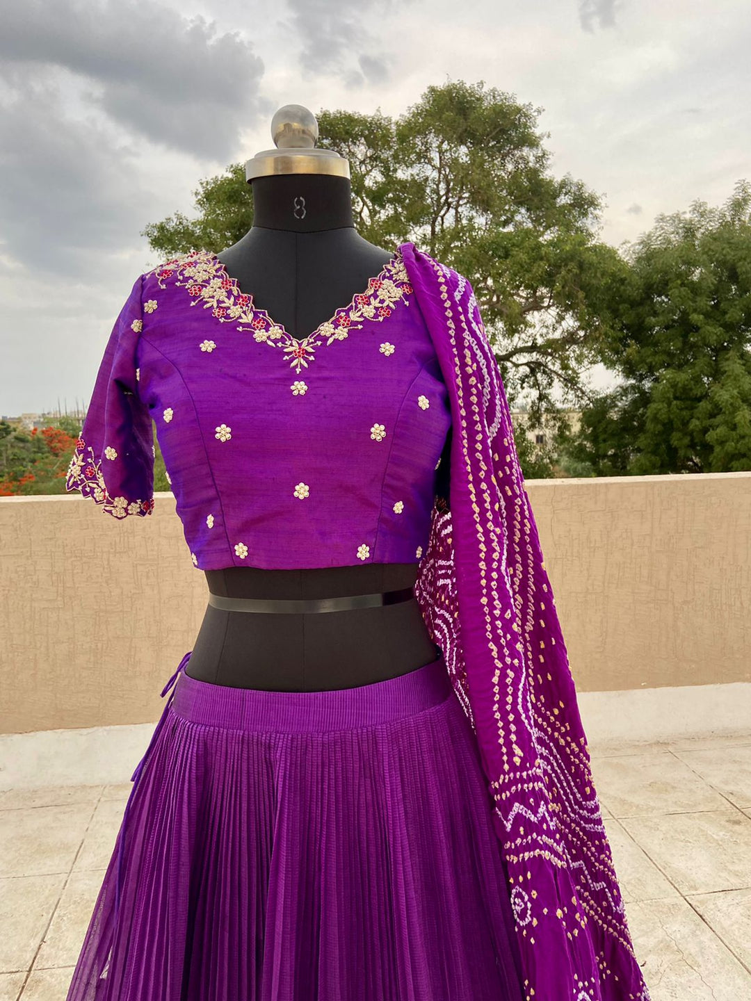 Purple Pure Mangalgiri Silk Lehenga