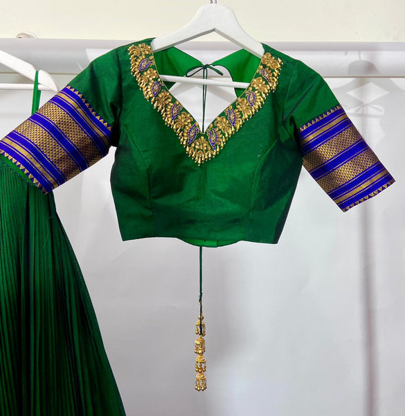 Green Pure Silk Narayanpet Lehenga