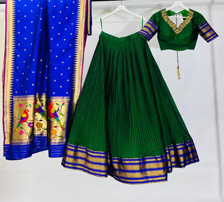 Green Pure Silk Narayanpet Lehenga