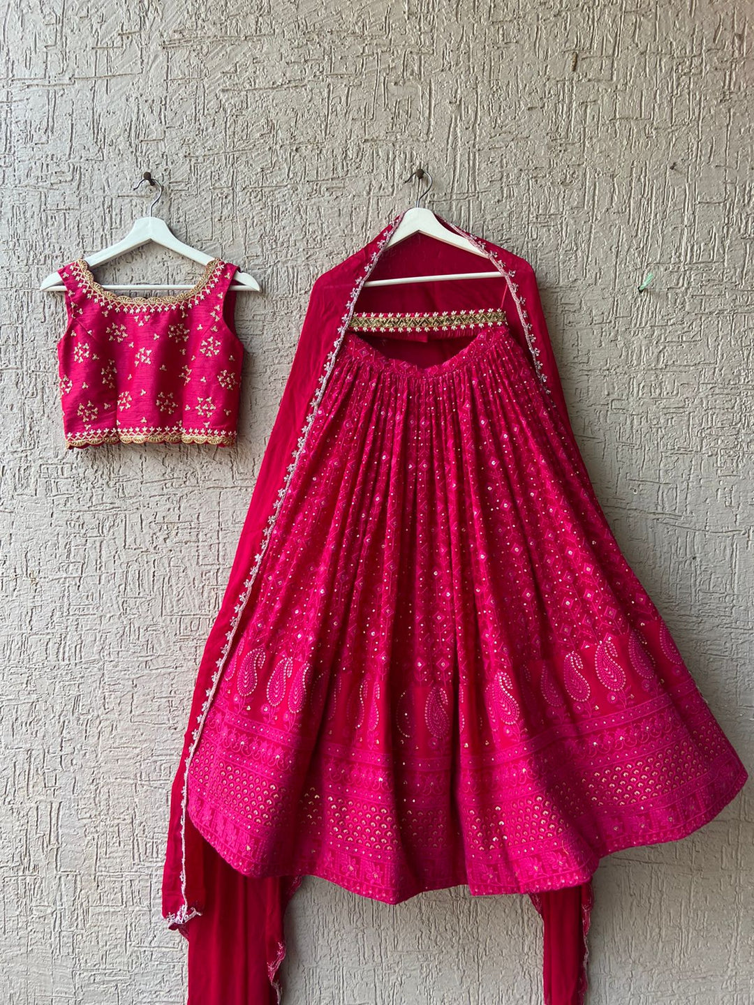 Pink Handwork Chikankari Lehenga