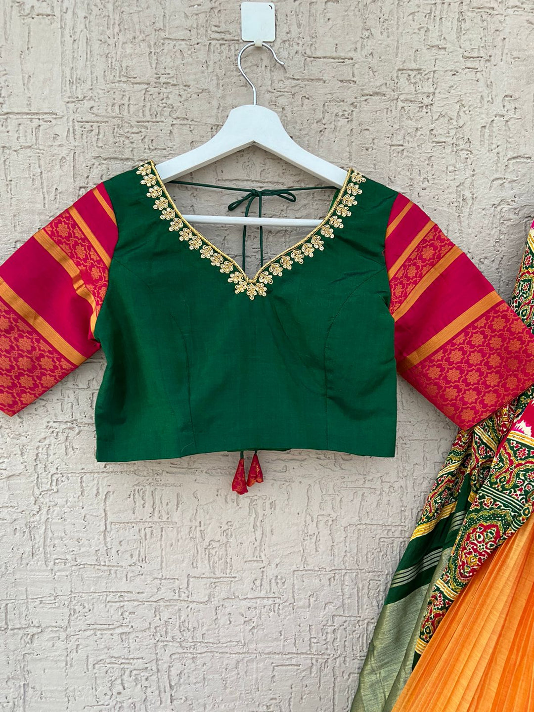 Green & Yellow Naranaypet Silk Lehenga