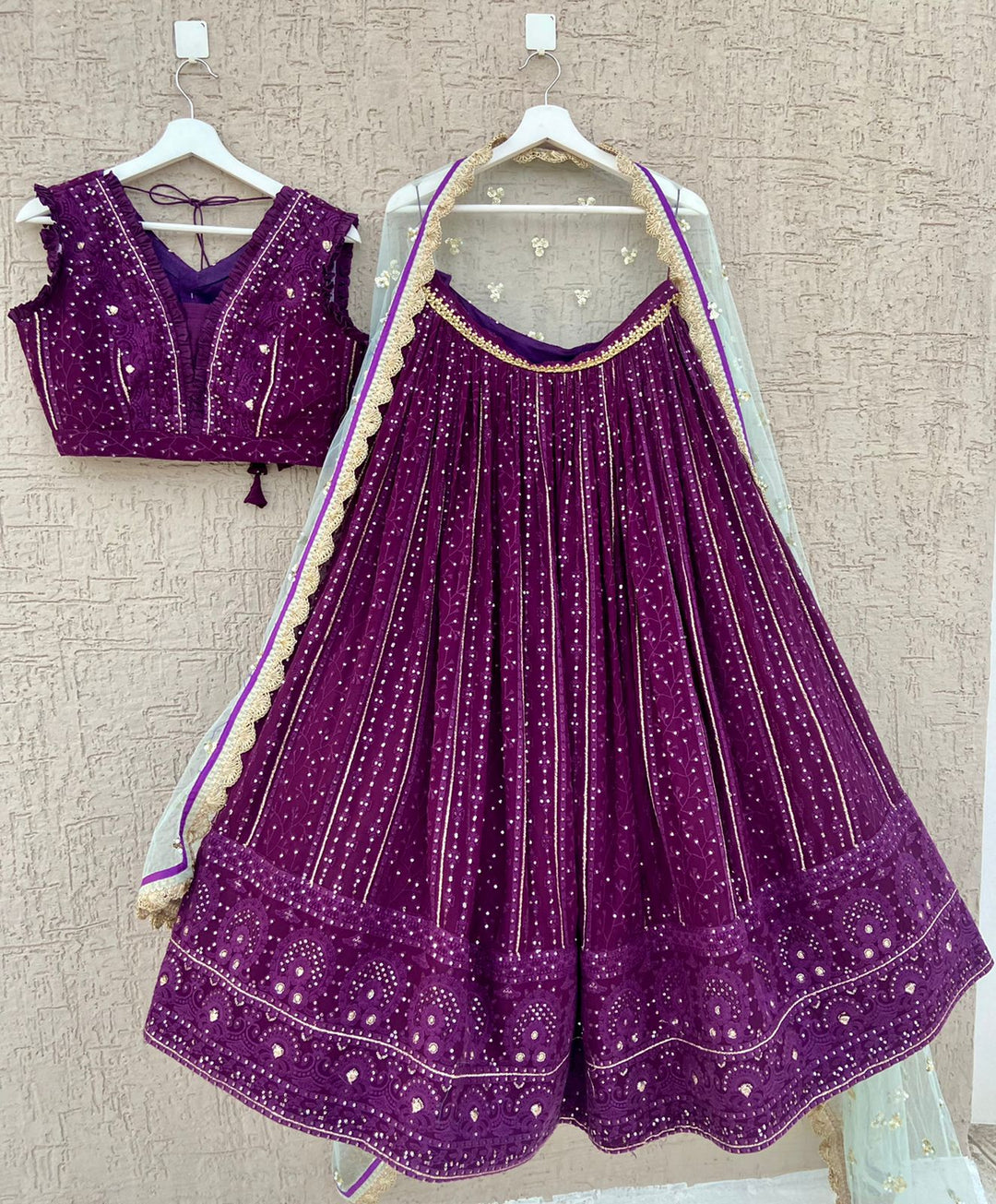 Purple Chikankari Lehenga