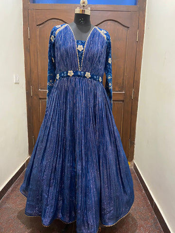 Peacock Blue Georgette Dress