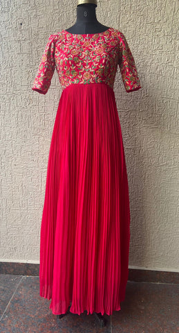 Red Maggam Dress