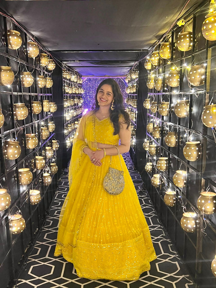 Yellow Chikankari Lehenga