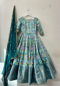Blue Kalamkari Silk Dress
