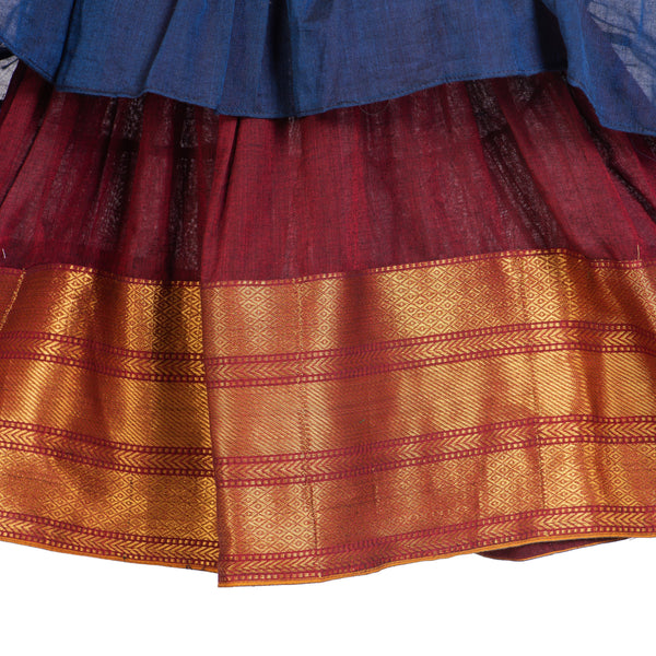 Blue and Maroon Cotton frilly dress