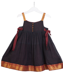 Black and Maroon Zari Cotton dress