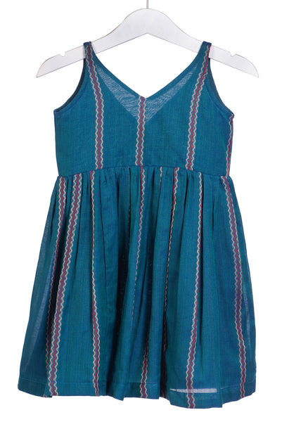Blue Cotton Striped Frock