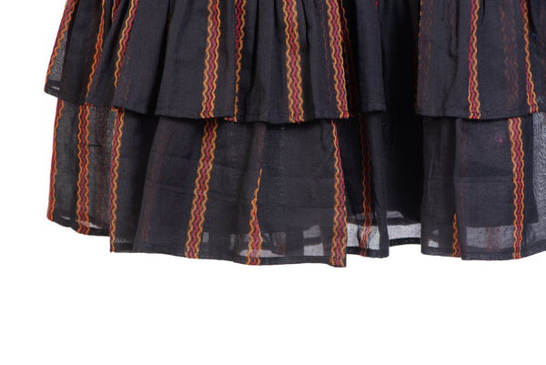 Black Cotton Striped Dress