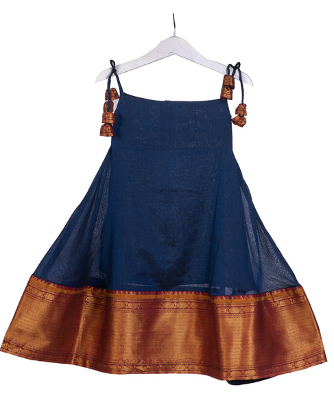 Navy Blue Zari Cotton dress