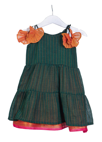 Green Cotton Frilly dress