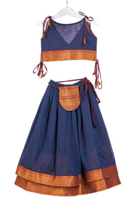 Blue and Maroon Zari Lehenga Set