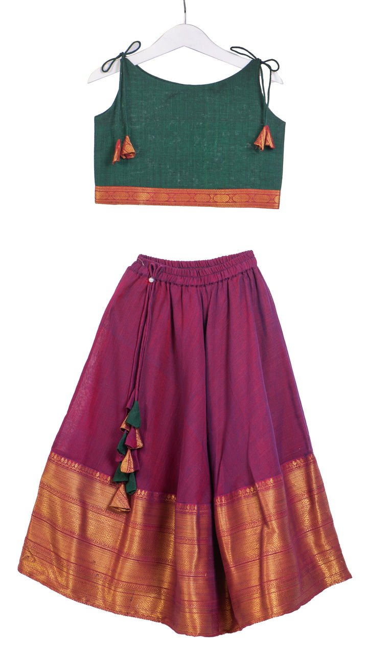 Green and Magenta Lehenga Set