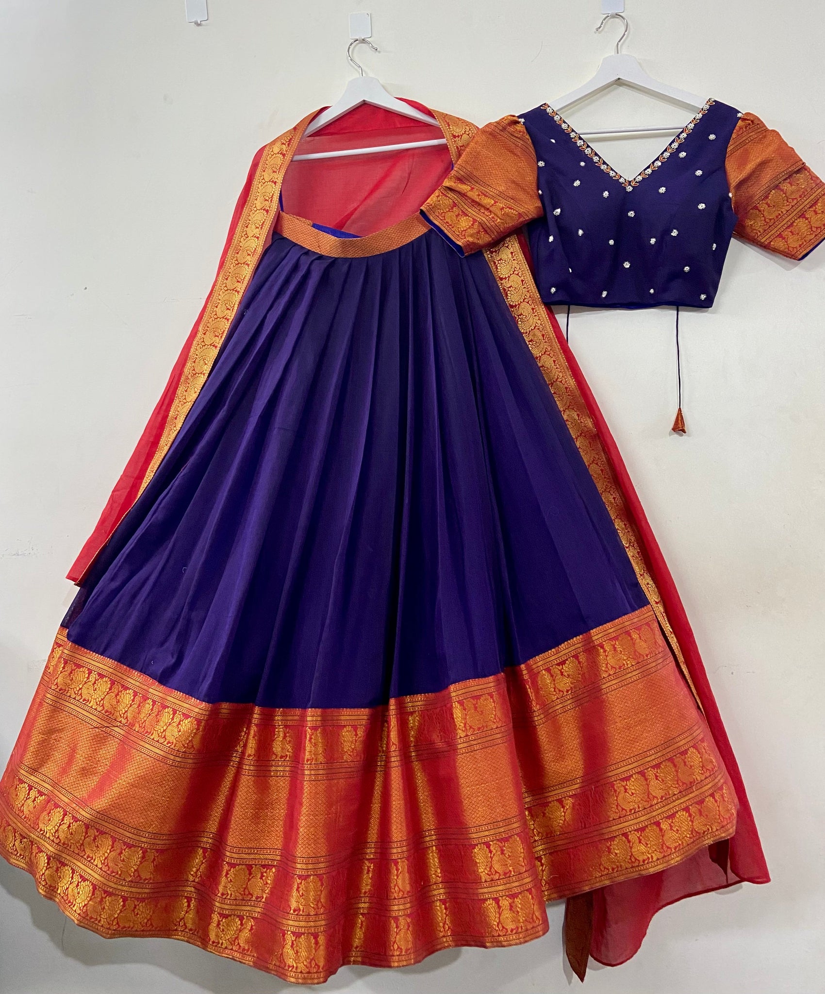 Buy Navy Blue Narayanpet Top and Skirt – Shopzters