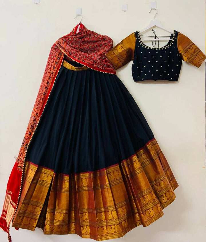 Black Narayanpet Lehenga