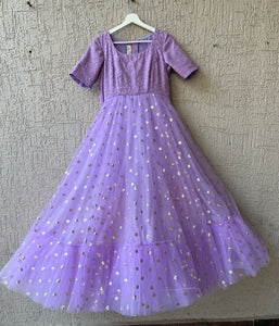 Lavendar Net Long Dress