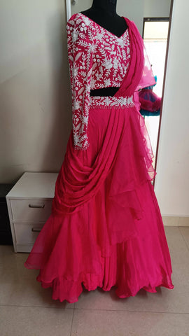 ruffled half saree